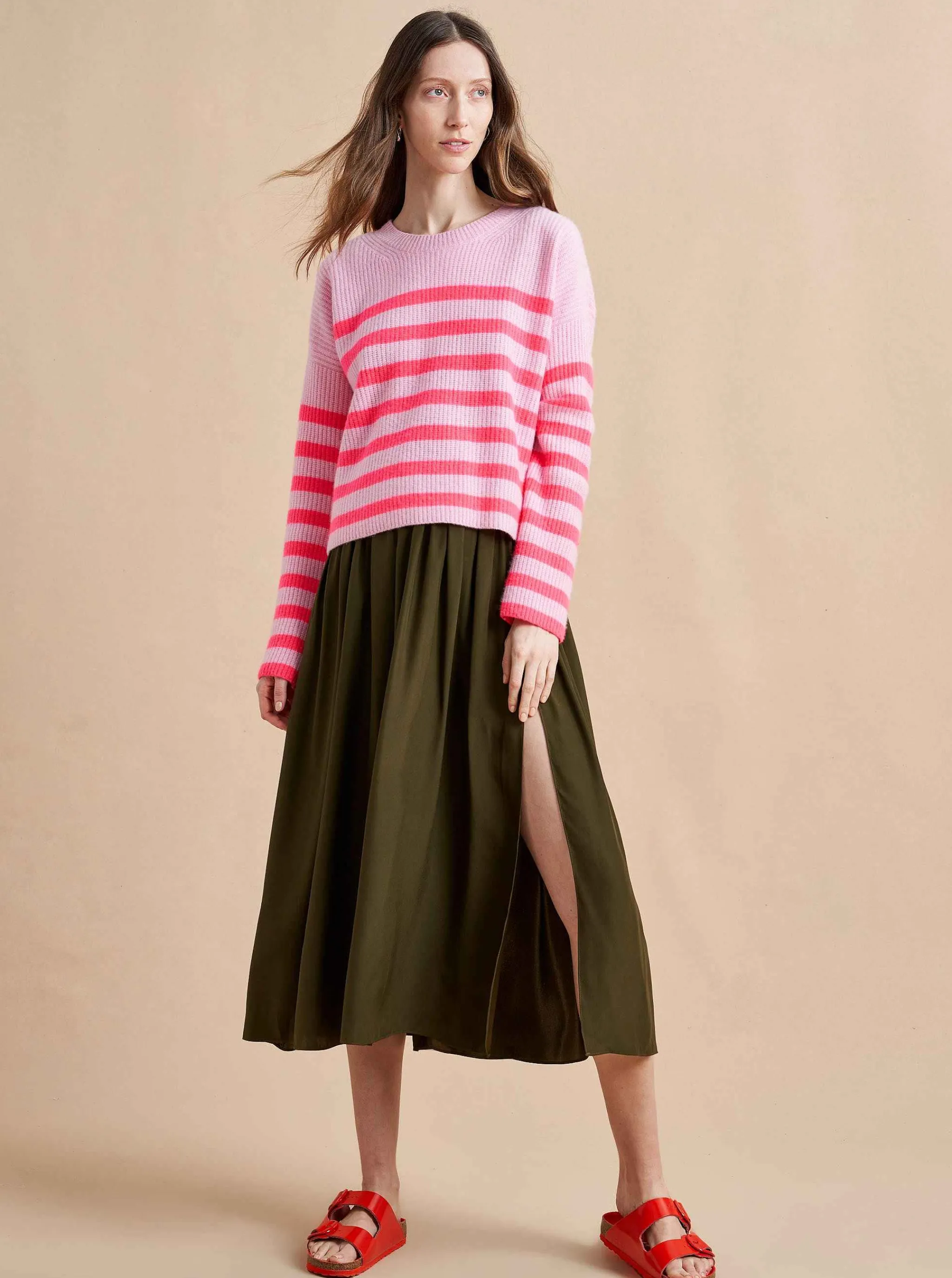 La Ligne Sweaters*Mini Striped Toujours Sweater Hot Pink/Bubblegum