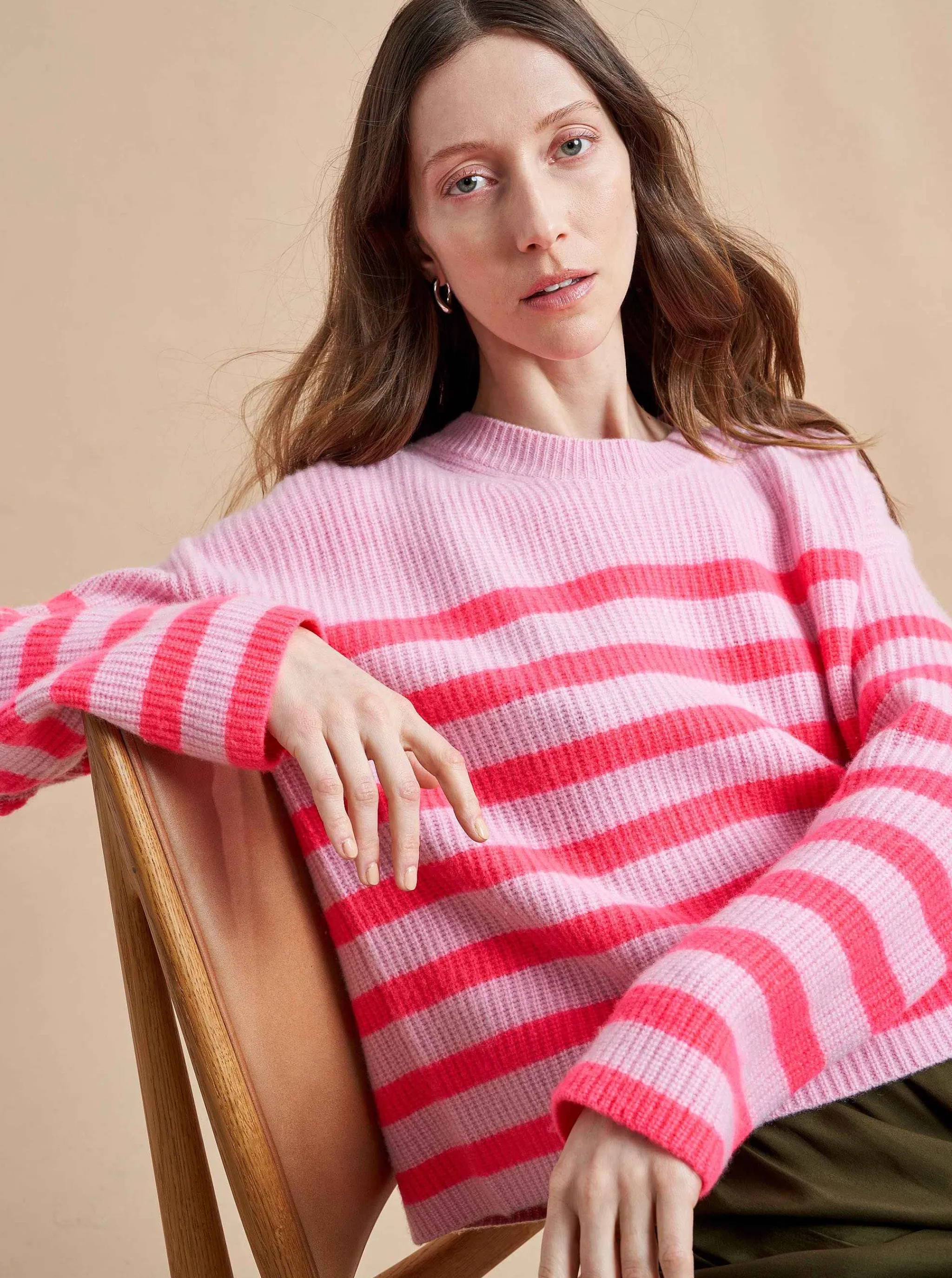 La Ligne Sweaters*Mini Striped Toujours Sweater Hot Pink/Bubblegum