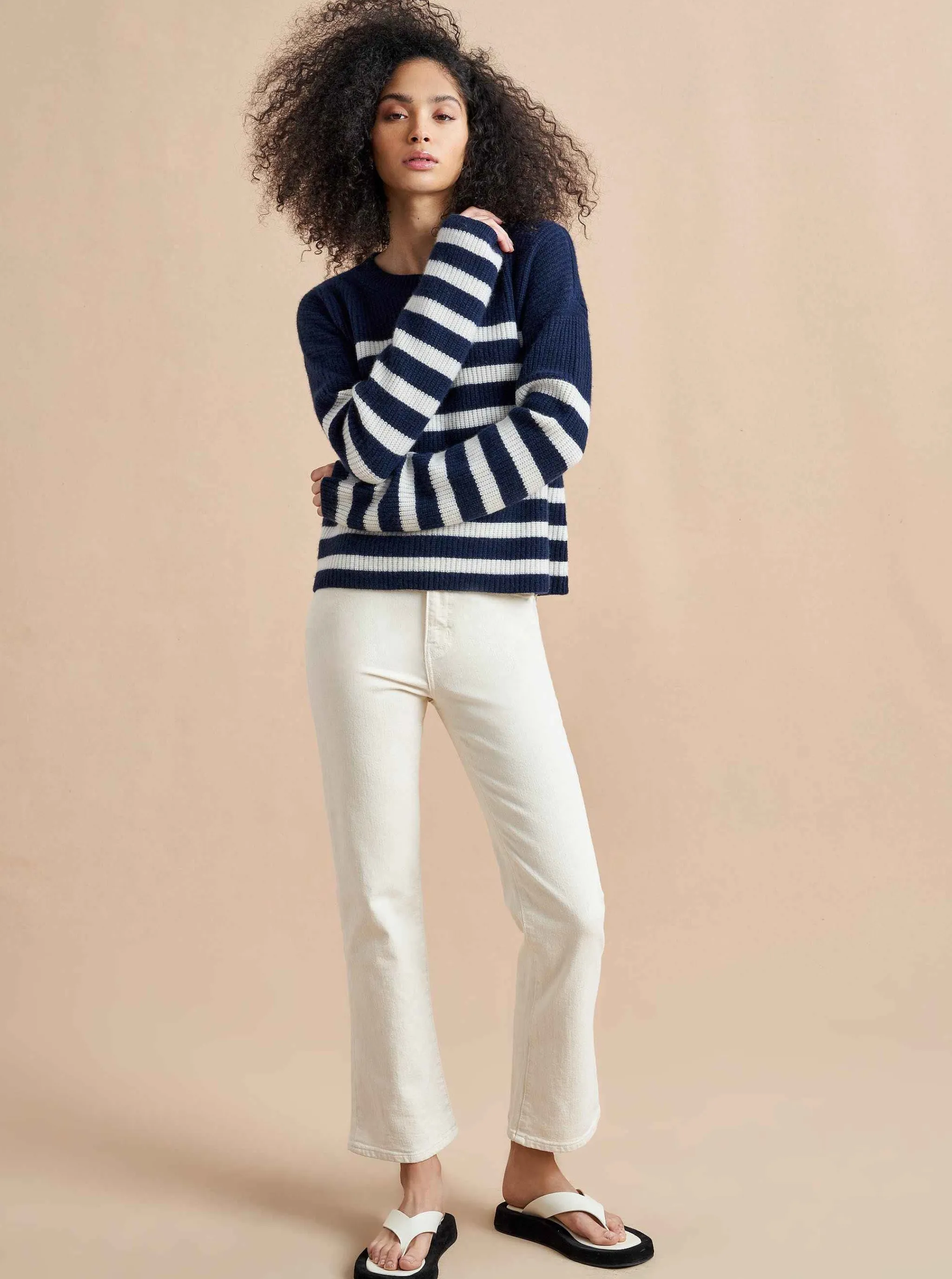 La Ligne Sweaters*Mini Striped Toujours Sweater Navy/Cream