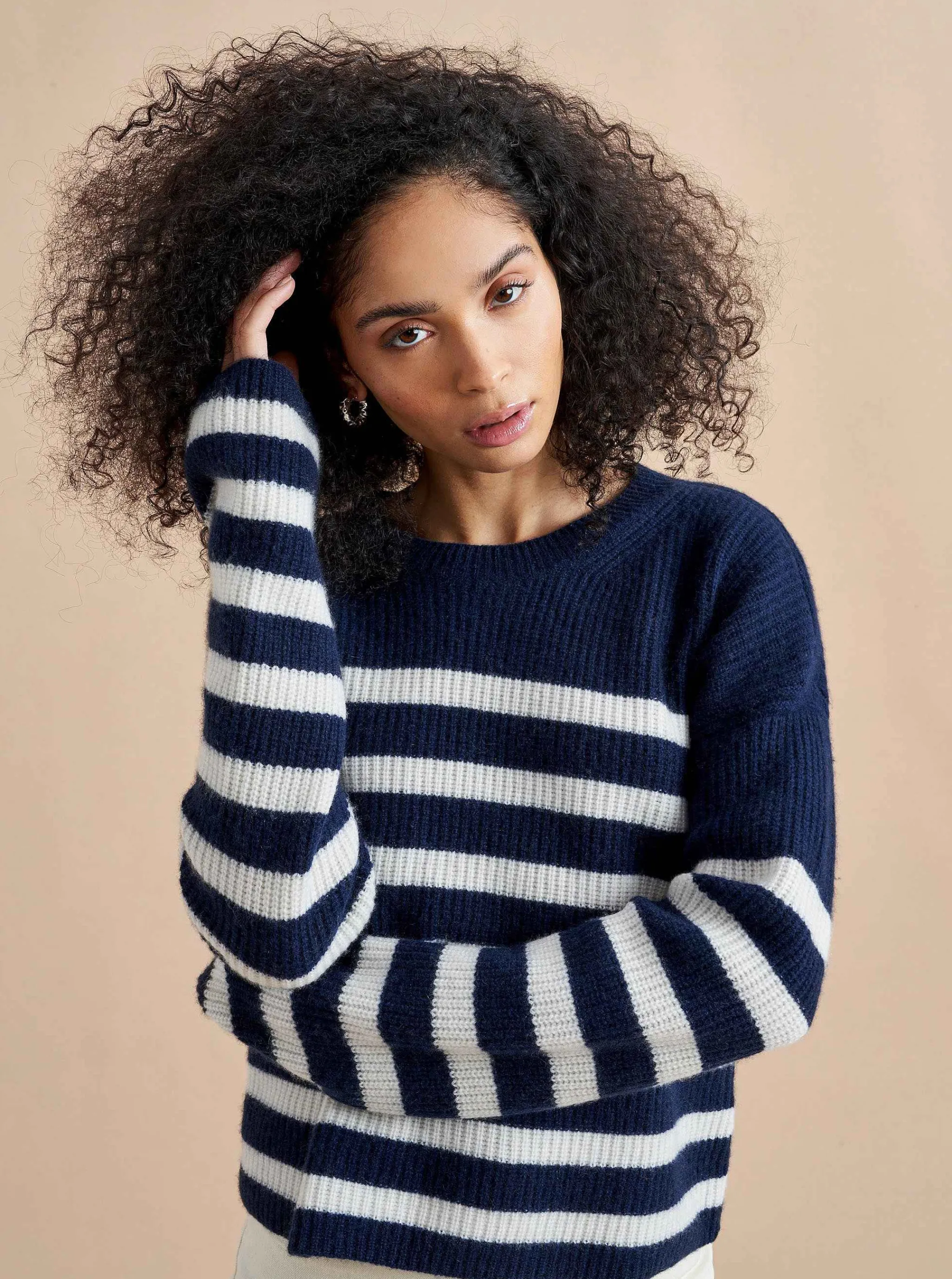 La Ligne Sweaters*Mini Striped Toujours Sweater Navy/Cream