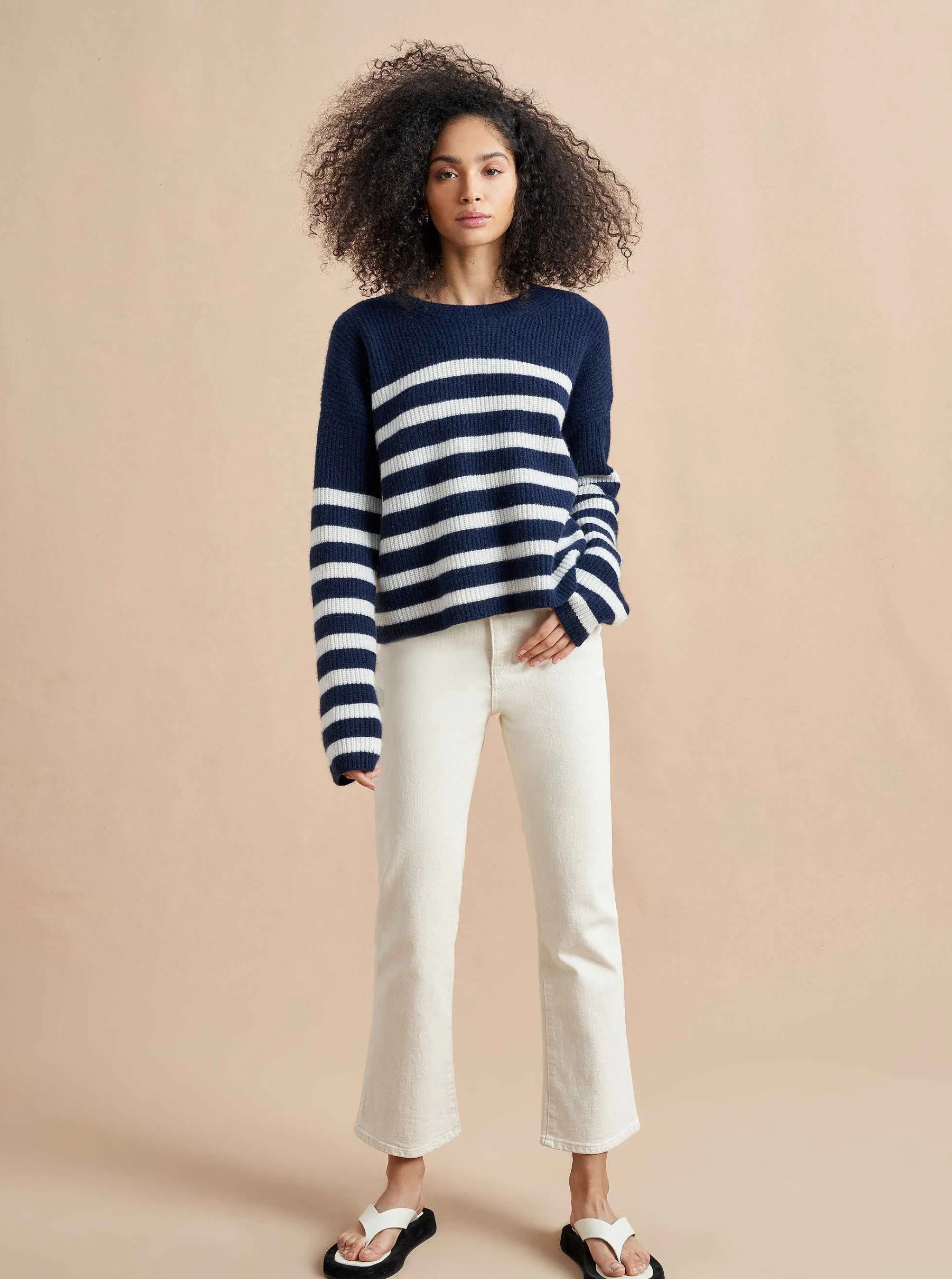 La Ligne Sweaters*Mini Striped Toujours Sweater Navy/Cream