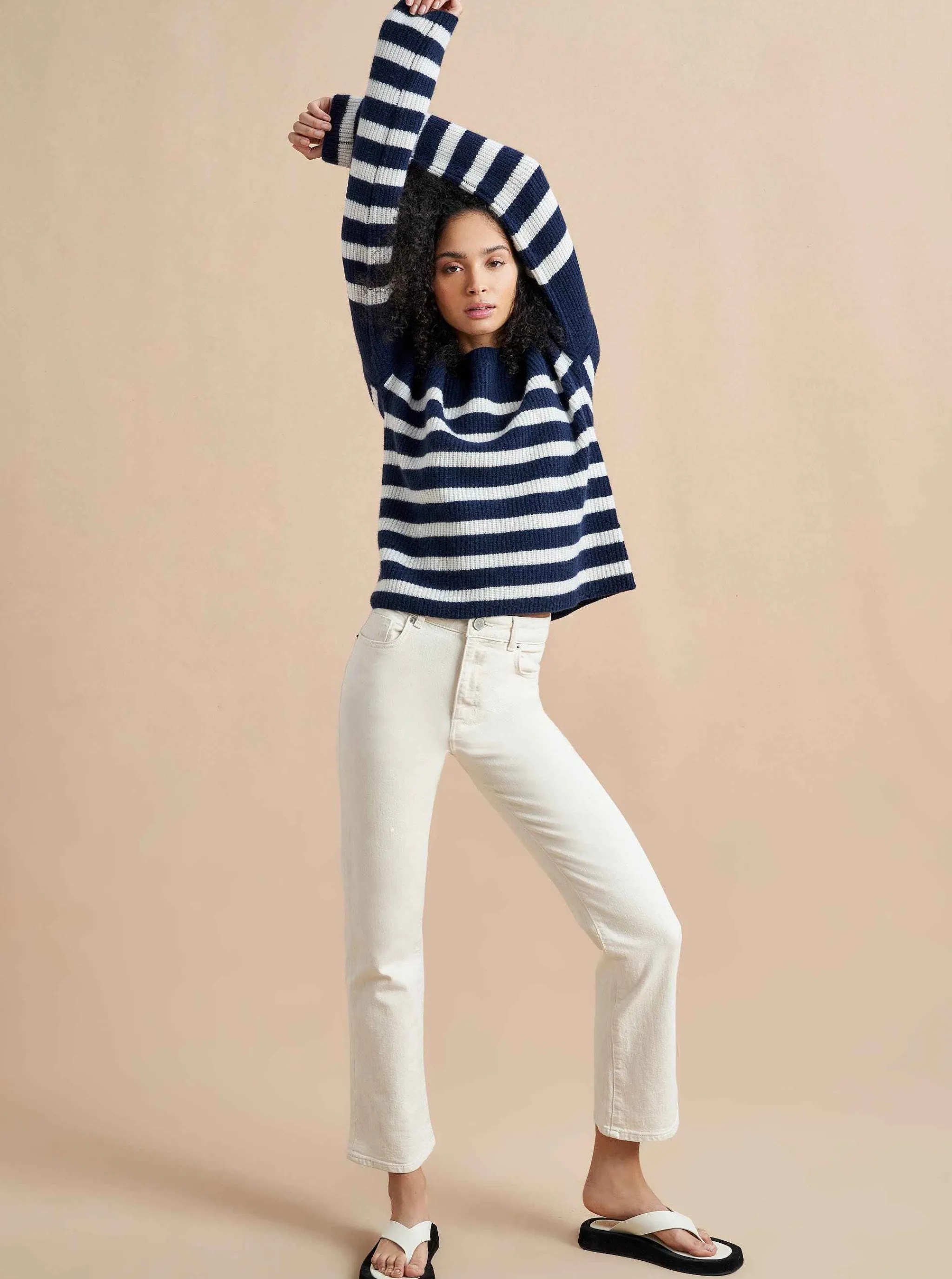 La Ligne Sweaters*Mini Striped Toujours Sweater Navy/Cream