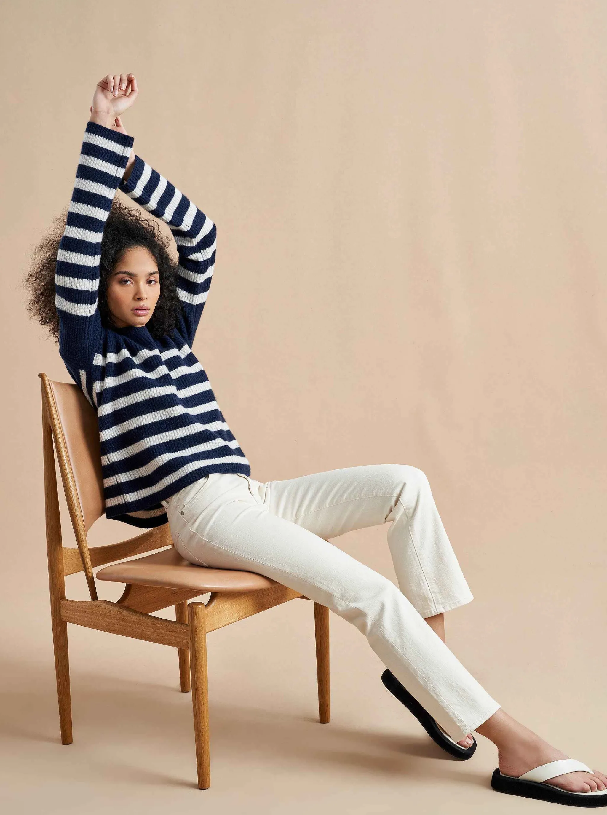 La Ligne Sweaters*Mini Striped Toujours Sweater Navy/Cream