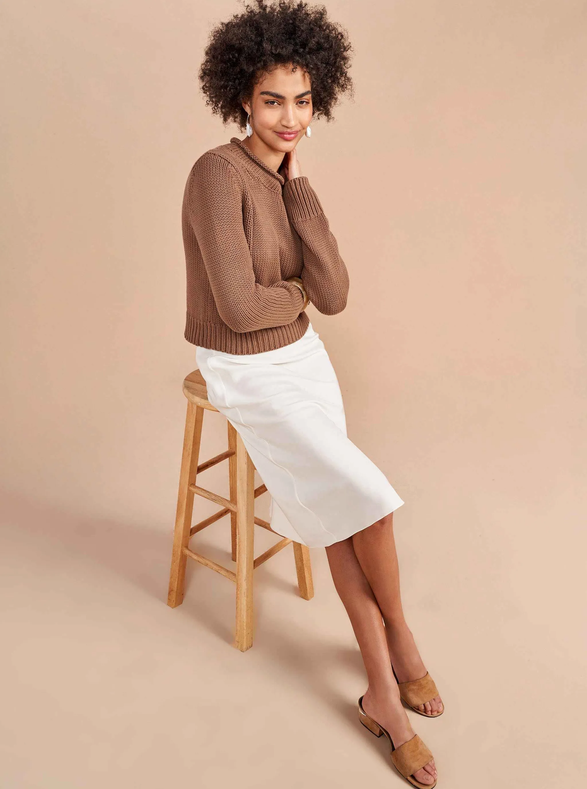 La Ligne Sweaters*Solid Mini Marina Sweater Tan