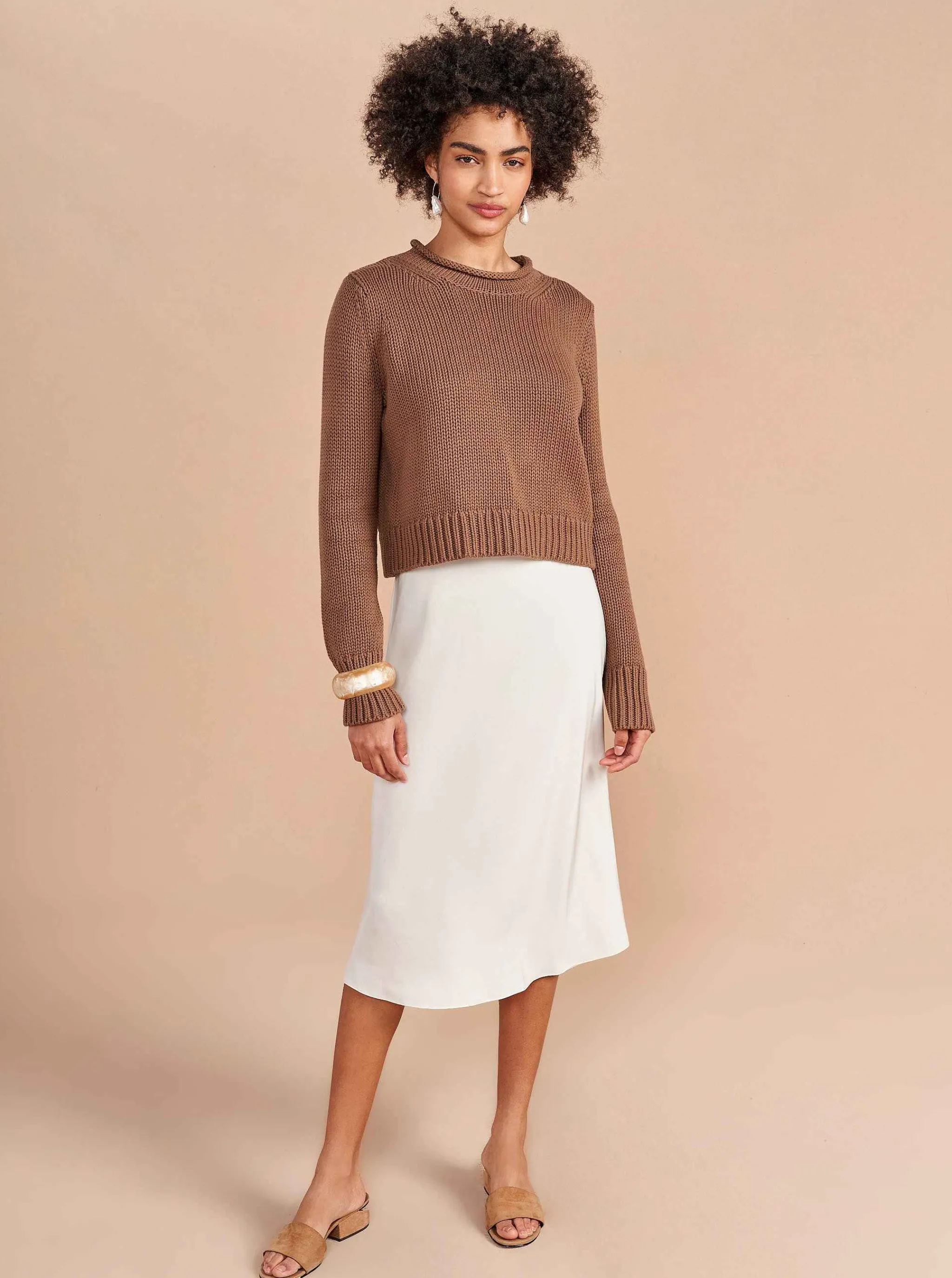 La Ligne Sweaters*Solid Mini Marina Sweater Tan